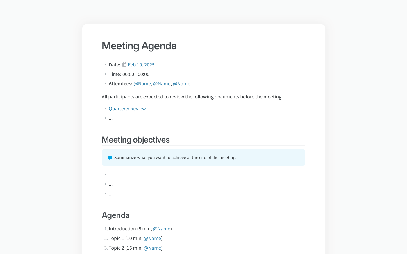 Meeting agenda template