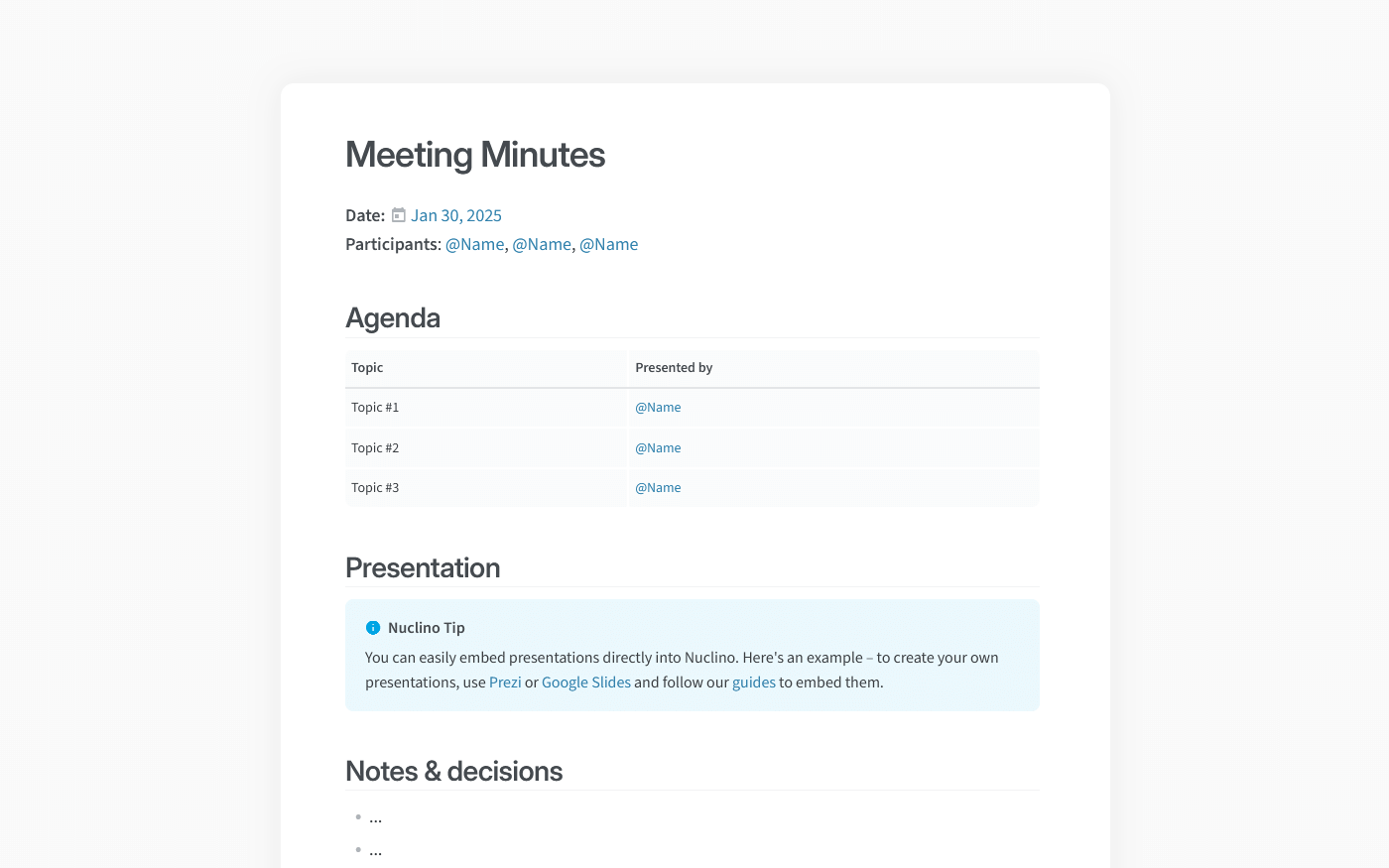 Meeting minutes template