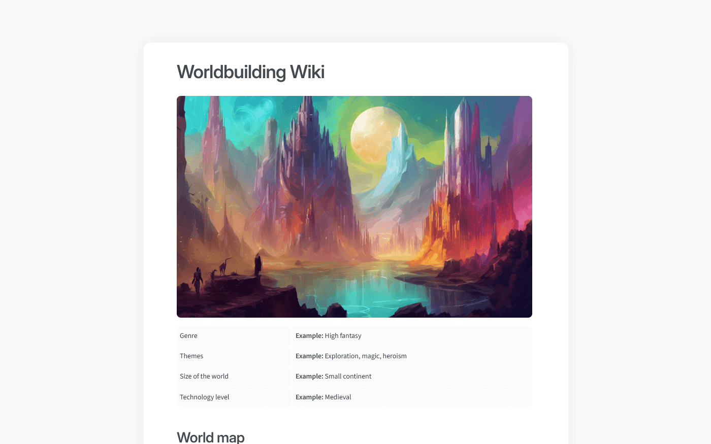 Worldbuilding wiki template