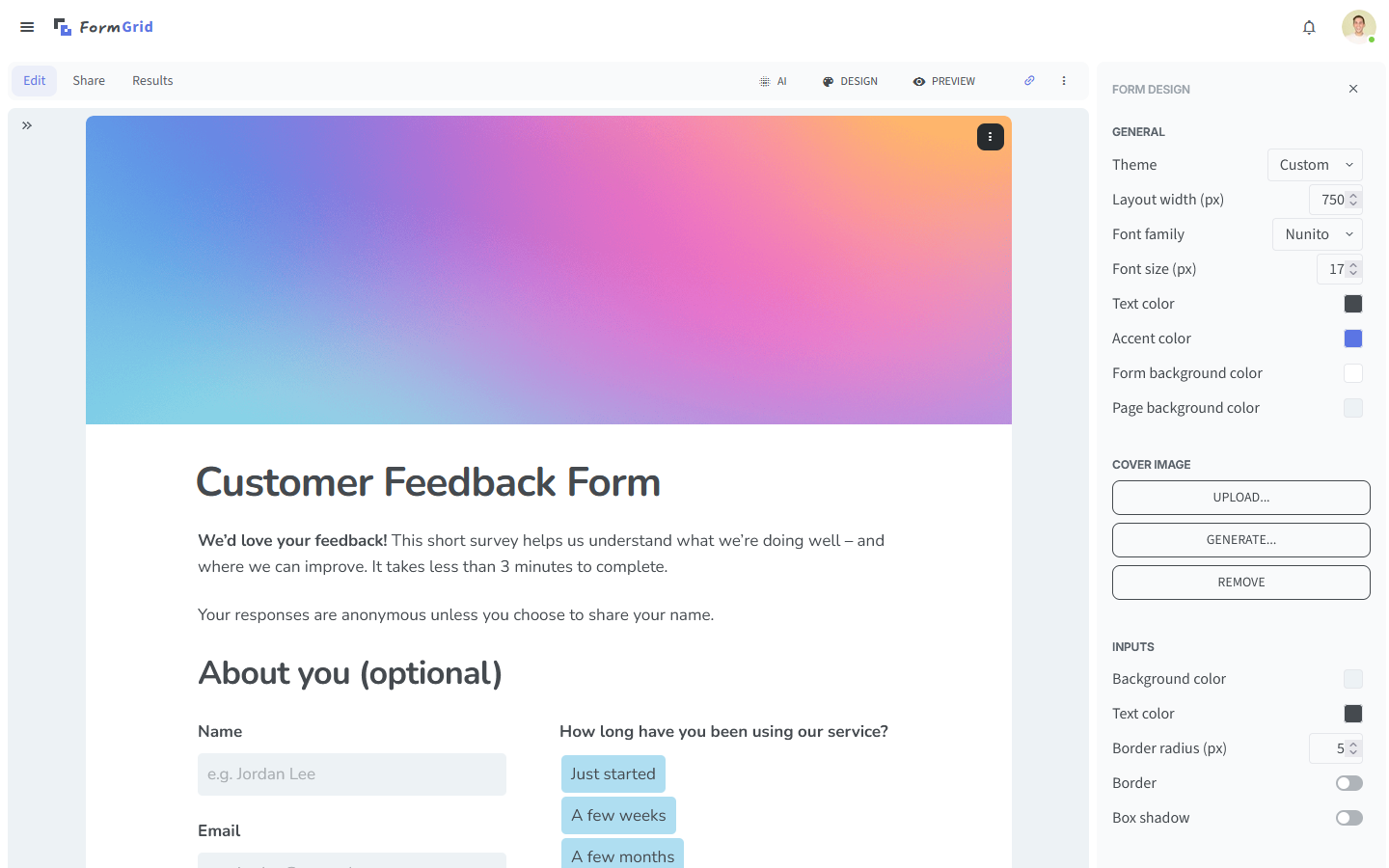 Best form builder tool for startups FormGrid