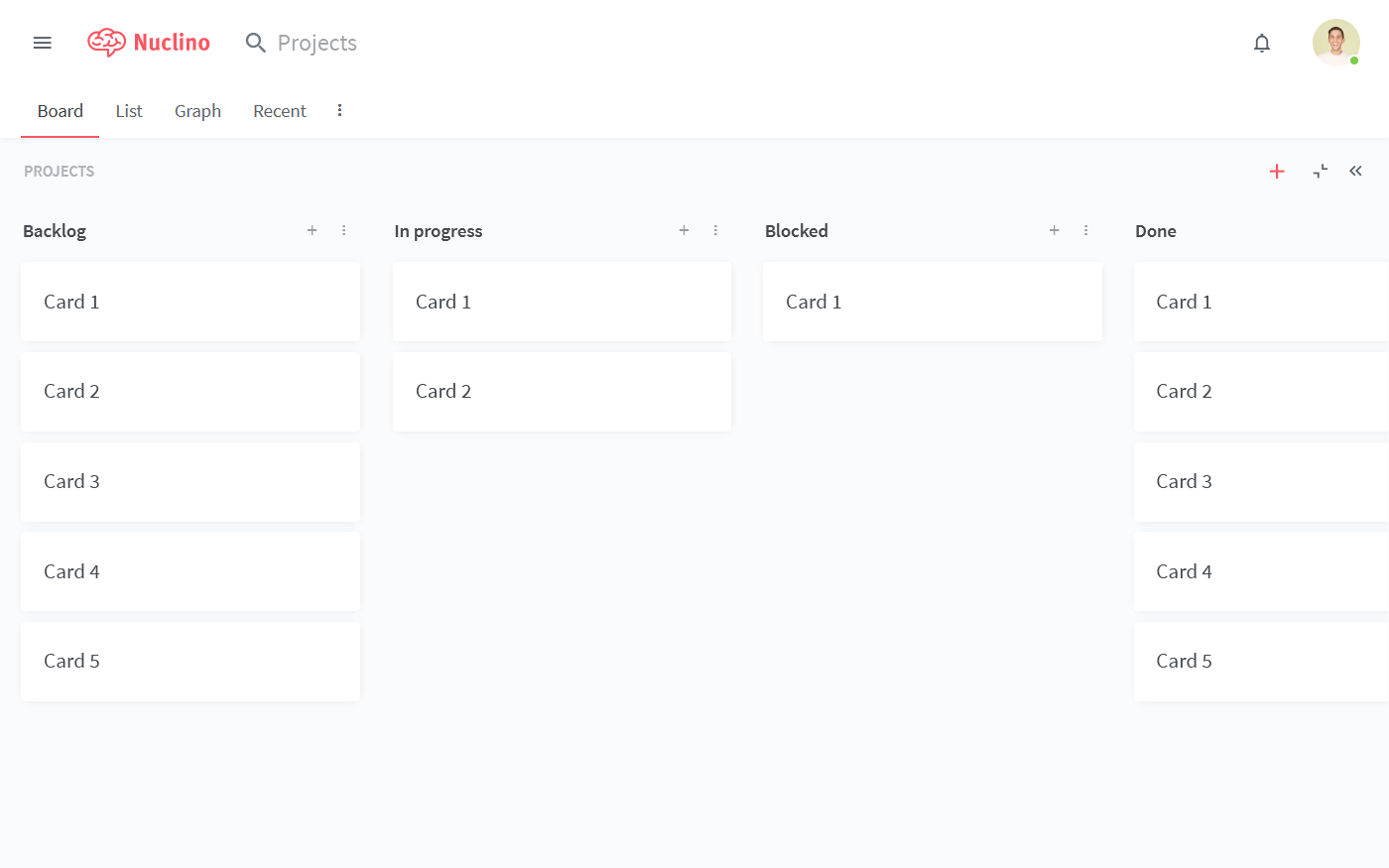 Kanban board in Nuclino