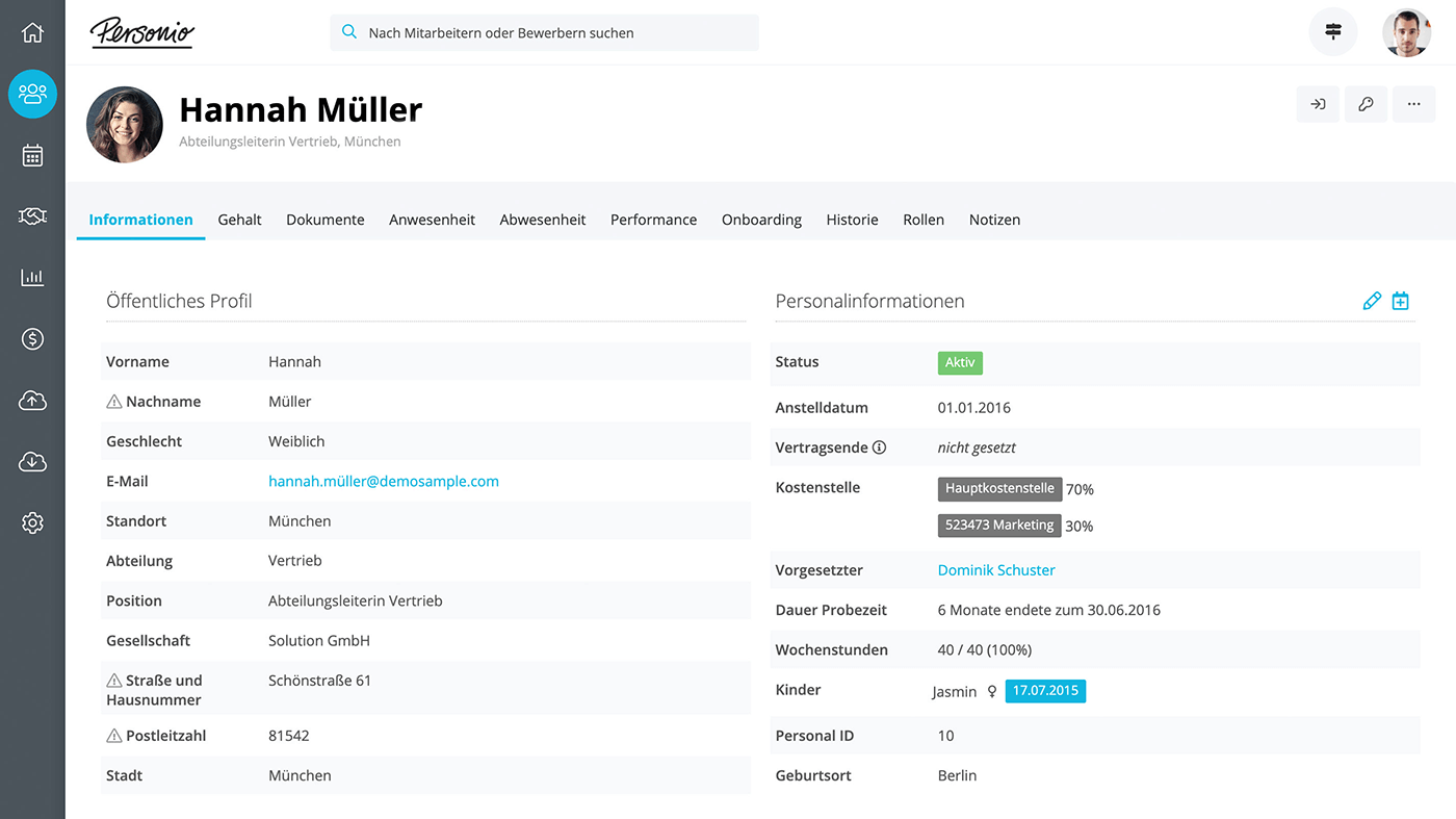 Remote work tool Personio